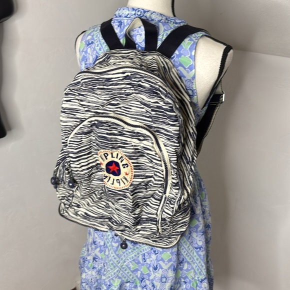 Kipling Navy Blue Cream Convertible Packable Backpack MCB7186M main image 8